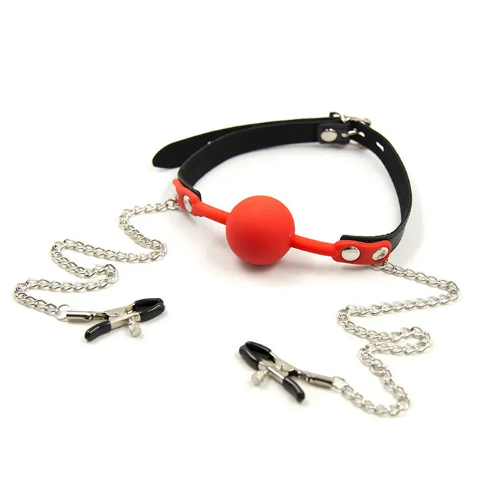 Fetish Body Bondage Restraint Harness with Mouth ball Gag  Nipple Clamps SM Adult Sex Game Toy for Couple