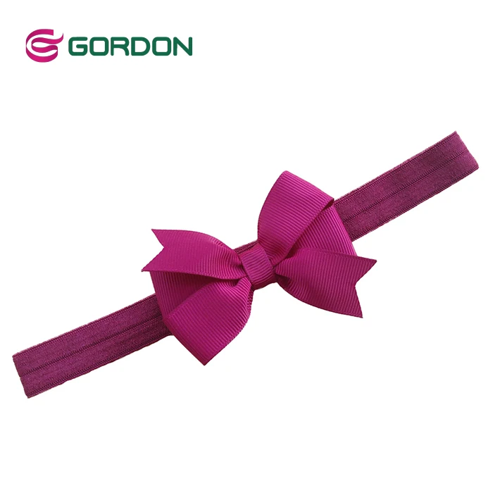 Gordon Ribbon  Colorful Elastic Headband Hairband  Hair Bow For Baby Girl With Black Strap