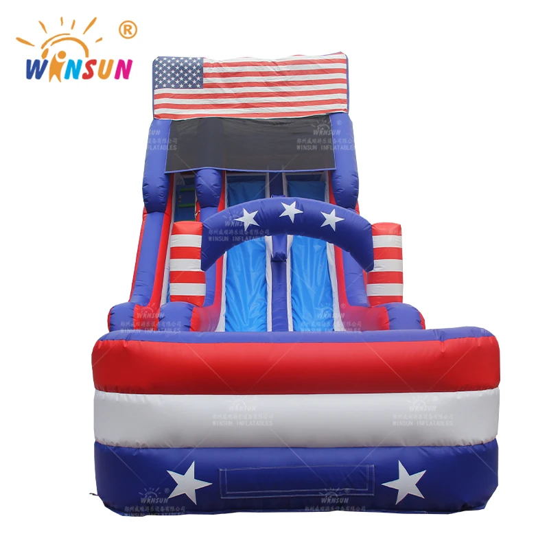WINSUN 20ft stars and stripes double line water slide Custom commercial backyard giant slide adult and kids slide for sale