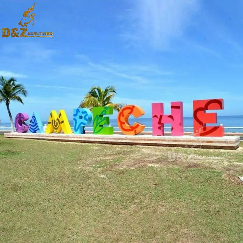 Simple modern stainless steel orange color letters custom make sculpture decor