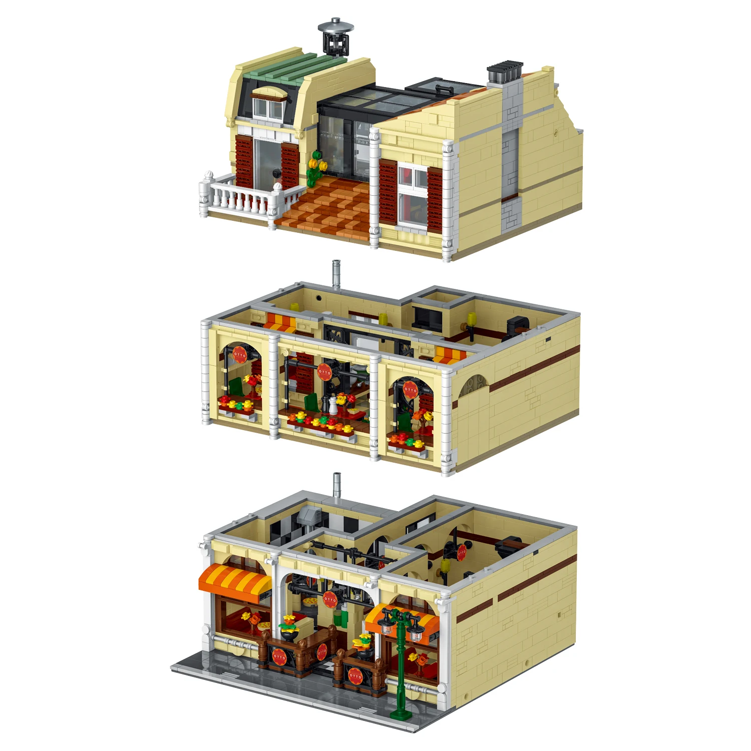 New 5588pcs Pizza Shop DIY toys Model Bricks Creative Big House Building Blocks Set Toys For Christmas Gift