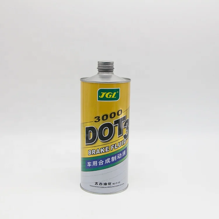 Cone top empty tin can with customized printing for 1L brake fluid cleaning agent