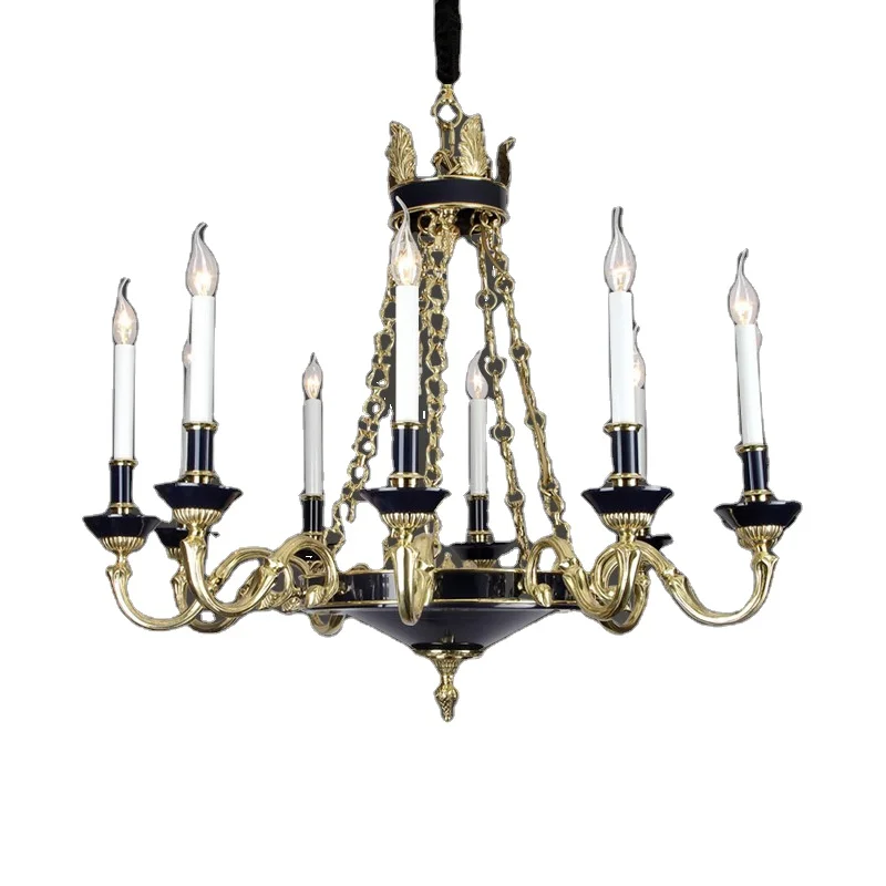 Copper Candle Chandelier Luxury crystal chandelier brass copper french pendant lights European Big Ceiling Pendant Chandelier