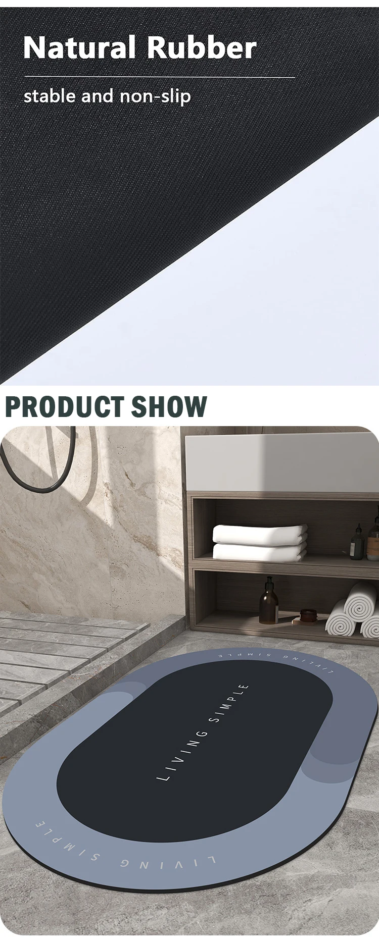 2024 Anti-Fatigue Diatom Bath Mats Non-Slip Water-Absorbent Sponges Boosting Home Hygiene for Exercise Kitchen Bathroom Door
