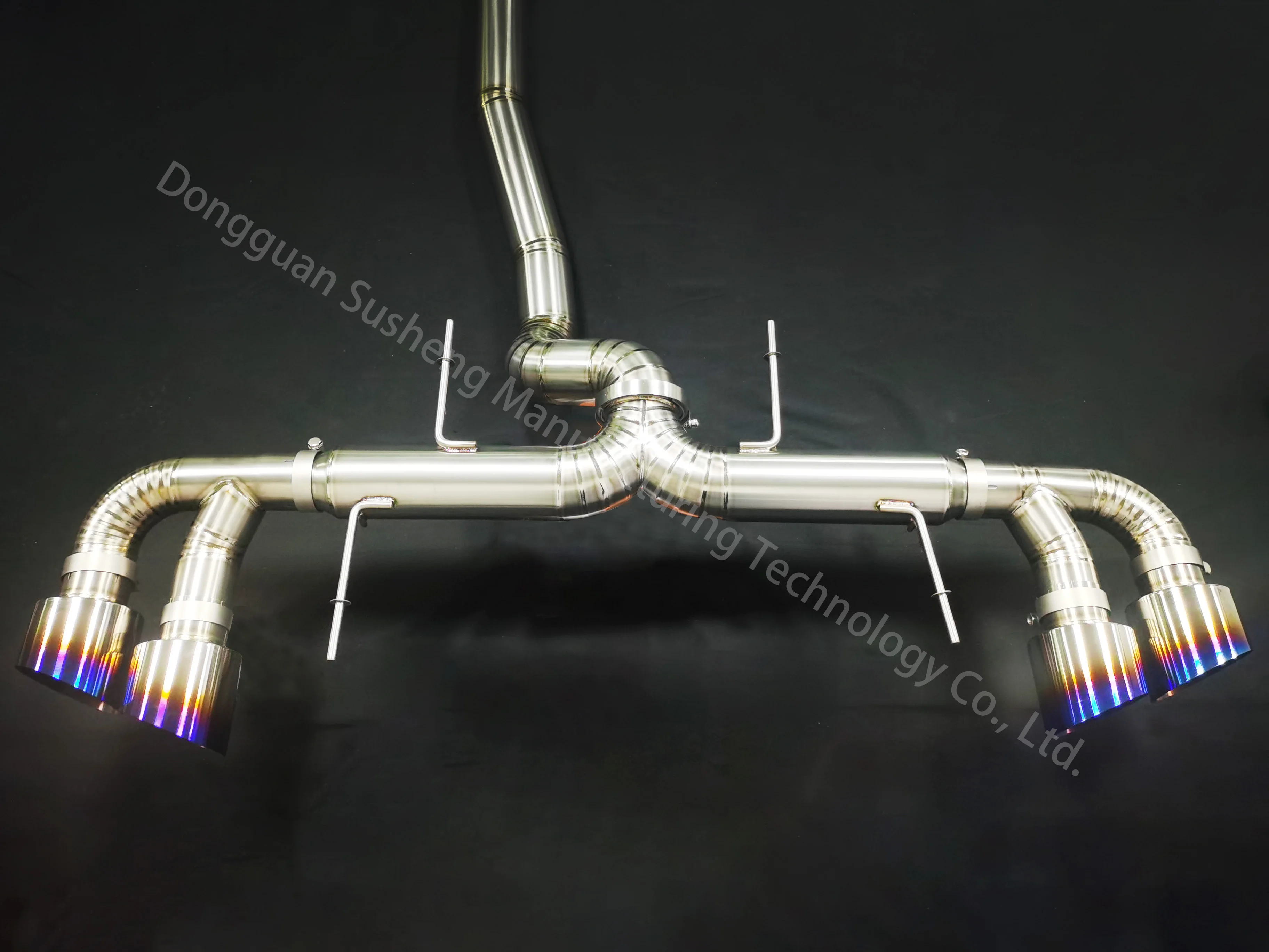 Hot sales JDM titanium exhaust systems GR1 GR5 102MM pipe diameter catback muffler for Nissan GTR35 with blue tips