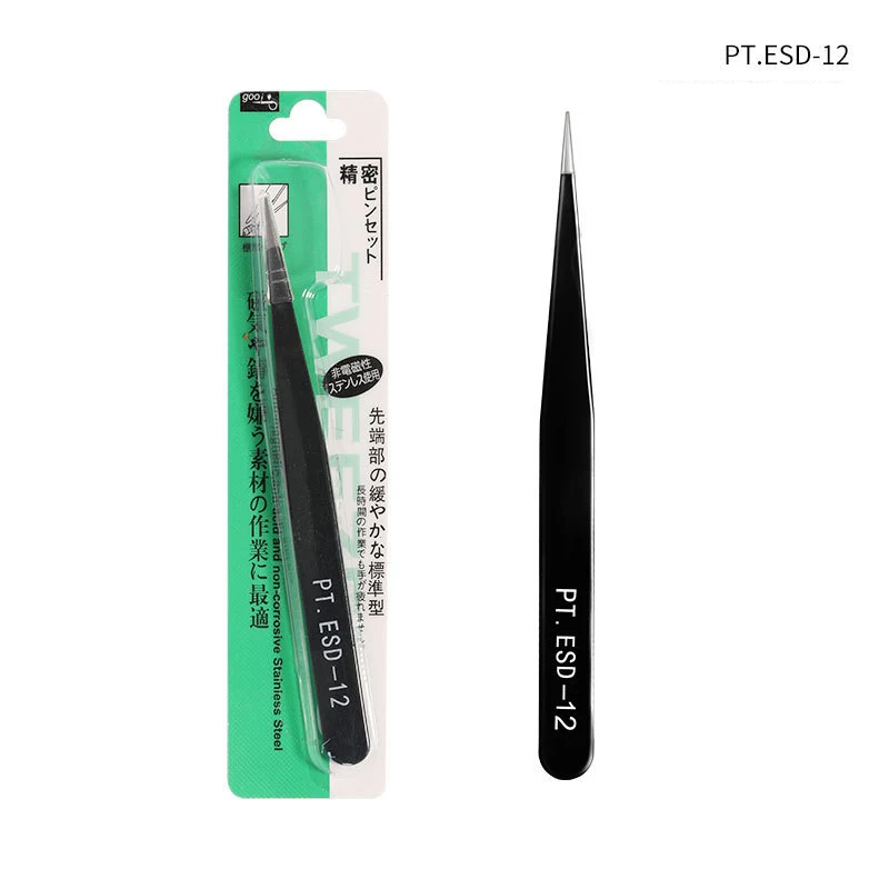 Nail Art Stainless Steel Multifunctional Tweezers Tip Straight Elbow Anti-static Rhinestone Pickup Nail Art Picking Tool