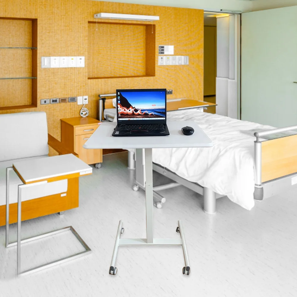 Home Office School Table Standing Desk Adjustable Height Mobile Portable Rolling Laptop Desk on Wheels Adjustable Desk