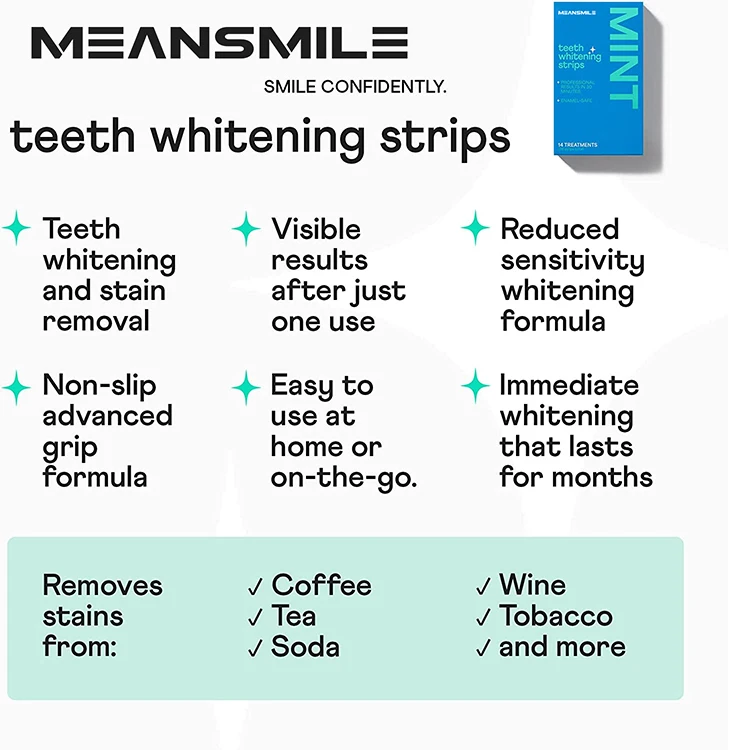 Private Label Professional Home 6% HP Bright White Smile Advanced Tooth White Nature Teeth Whitening Strips For Dental Care