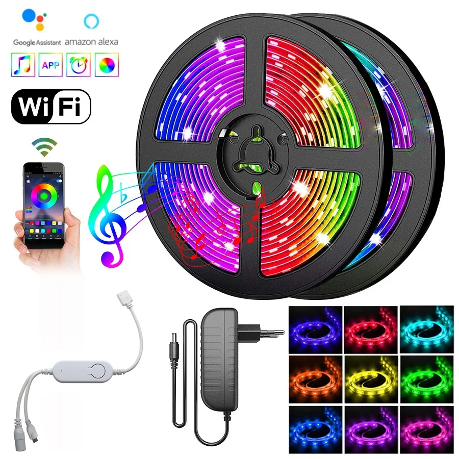 Light Strip Supplier 1M/2M/5M Waterproof SmartI Led Strip Lights with Wifi Remote Control for TV and Computer