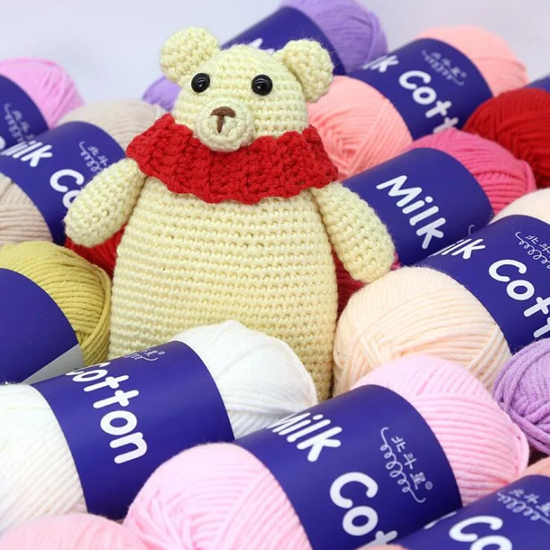 
2020 Fashion 5 Strands Milk Cotton Crochet Thread Yarn 36 Colors Soft Cotton Thread Sewing DIY Dolls Hand Knitting Yarn 