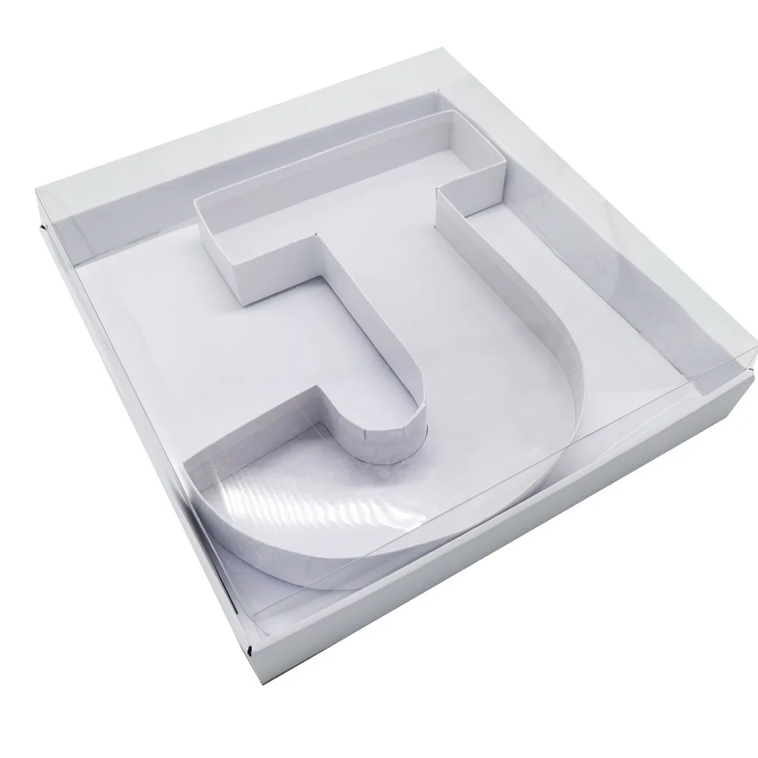 Sweet candy chocolate strawberry Clear Lid Cover Charcuterie Fillable Cardboard letter shaped box alphabet