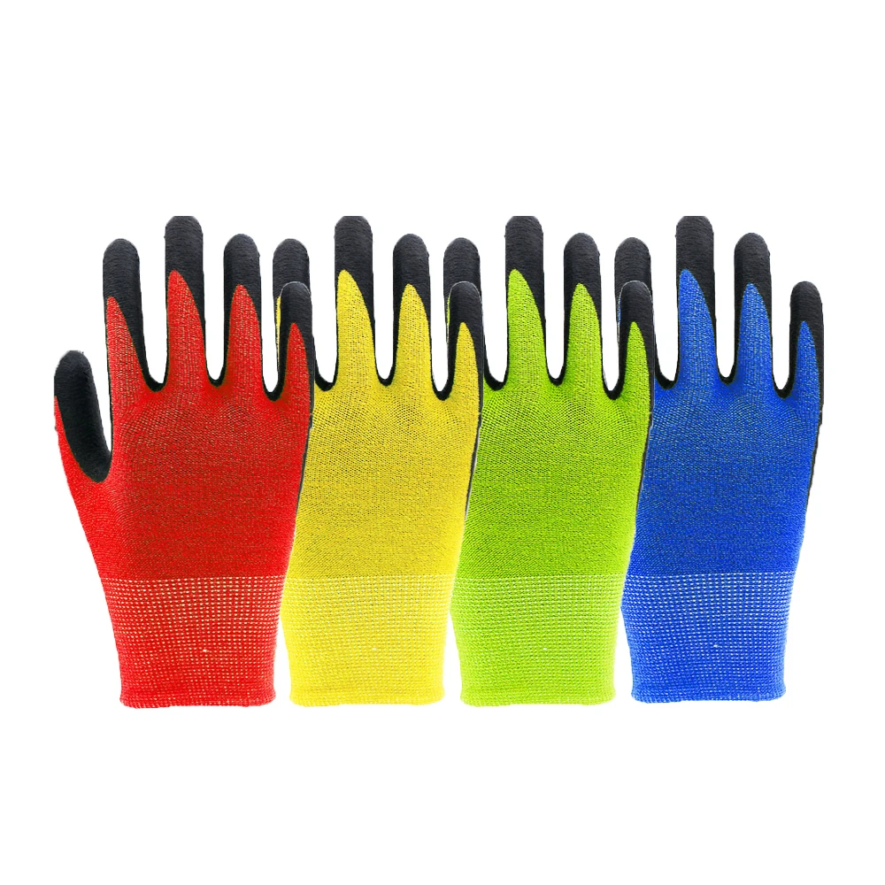 GLOVEMAN custom bamboo fiber construction industrial gardening household safety work nitrile latex rubber coated garden gloves