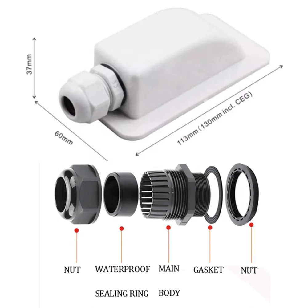 Waterproof Drill-free Glue ABS Solar Panel Corner Mounting Bracket Single Cable Entry Gland Kit For RV Marine Flat Roof Caravan