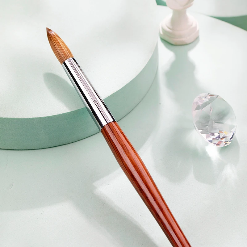 Wholesale Nail Brush Custom Logo Box Package Wet Flat Oval High Quality Crimp Sable Acrylic Kolinsky Nail Brush For Manicure