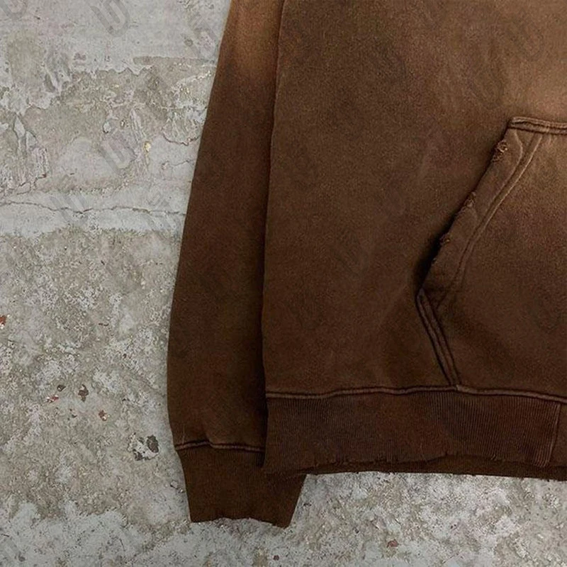 Custom logo Sweatpants and Hoodie Sets Wholesale High Quality Zip up Acid Washed Men Fashionable Hoodie Tracksuit