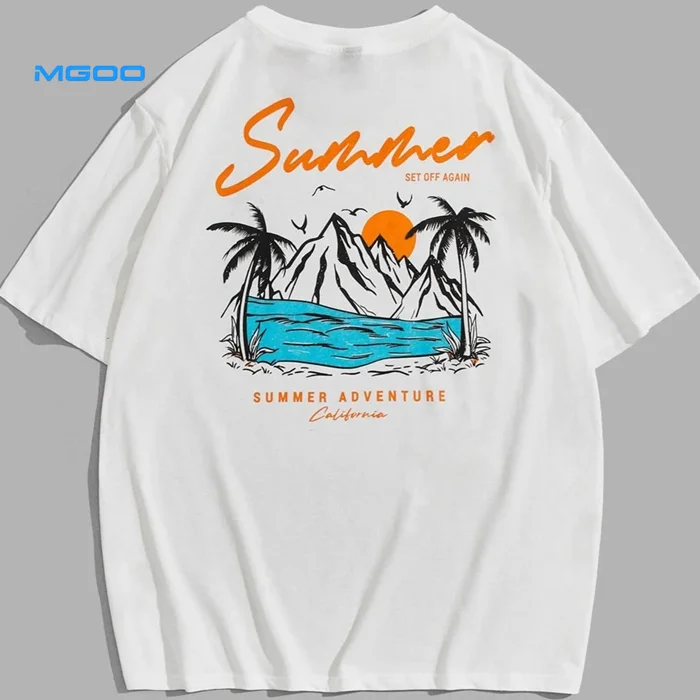 MGOO Cotton Loose Fit Drop Shoulder Men T shirt Oversize Direct To Garment Print Custom LOGO 190 g T-shirt