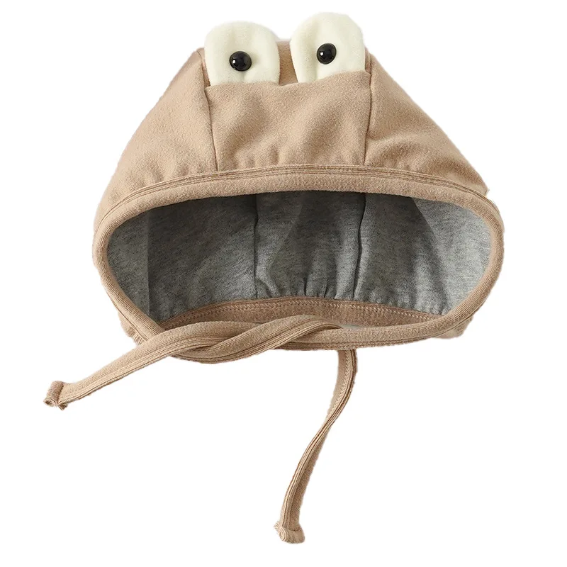 Solid color cute cartoon design newborn baby cap big eyes frog design baby boy cap solid color baby girl cap