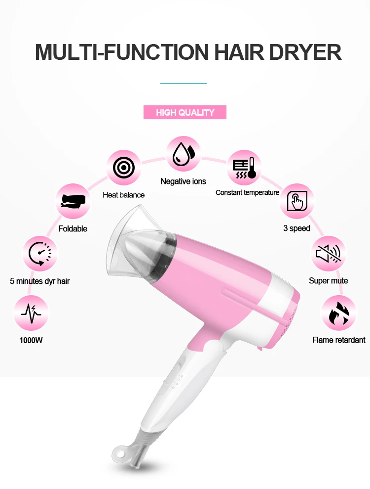 Home wall mount mini rechargeable 220v blow dryer fold Hairdressing high-speed negative ion salon electric Portable hair dryer