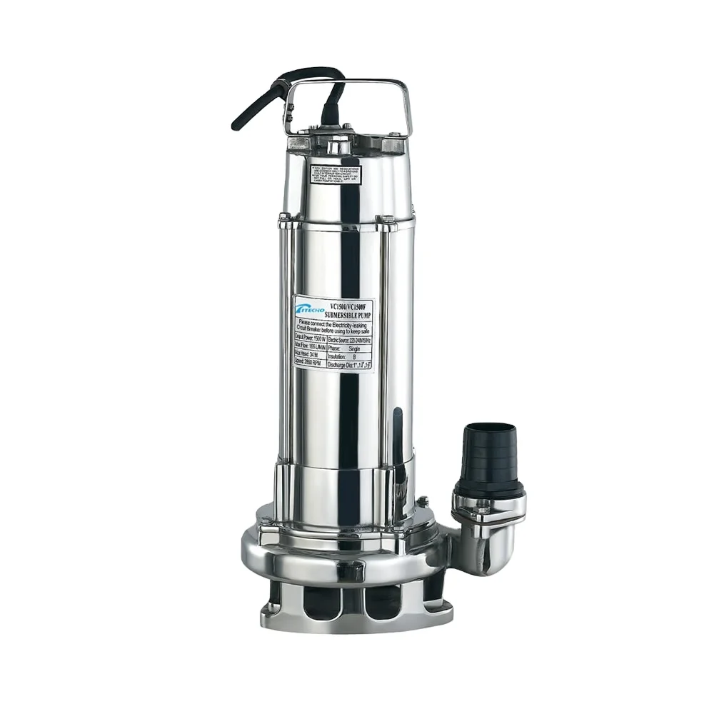 VN 250W 0.25kw,0.5hp 220v 50hz stainless steel sewage dirty water monoblock submersible water treatment pump