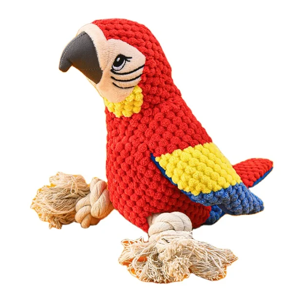 Pet Toy Plush Sound Parrot Toy Tear-resistant Chew Toy for Dogs and Cats