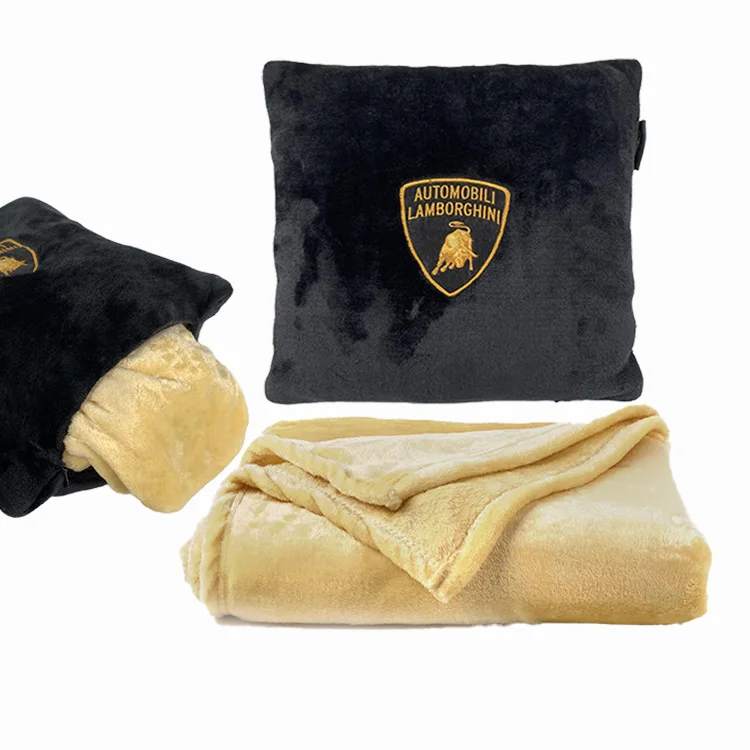 OEM custom thickened warm skin-friendly solid color soft comfortable flannel blanket pillow for home office