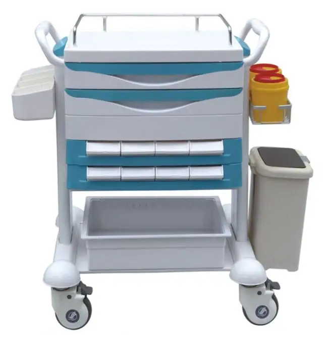 Hospital ABS Treatment Cart Nursing Trolley with Drawers-T104