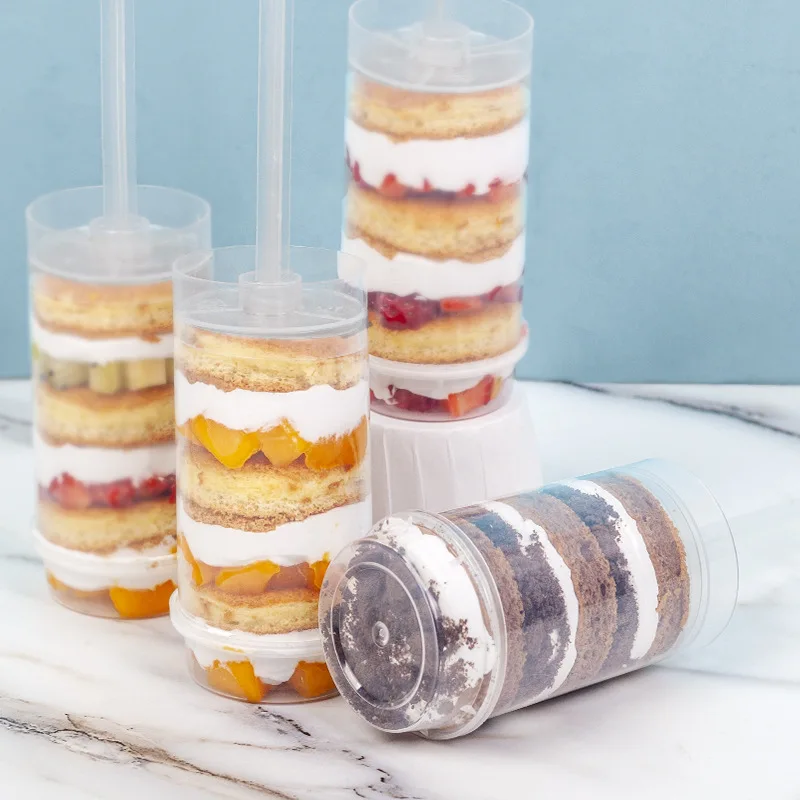 Hot sales push bucket rainbow ice cream DIY baking mold dessert table decoration cake ice cream PP Push Up push cake tube