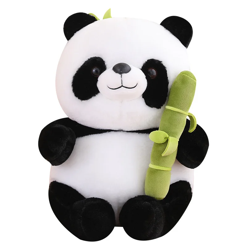DOULUO Bamboo tube panda plush toy cute holding pillow hugging bamboo doll panda doll birthday gift