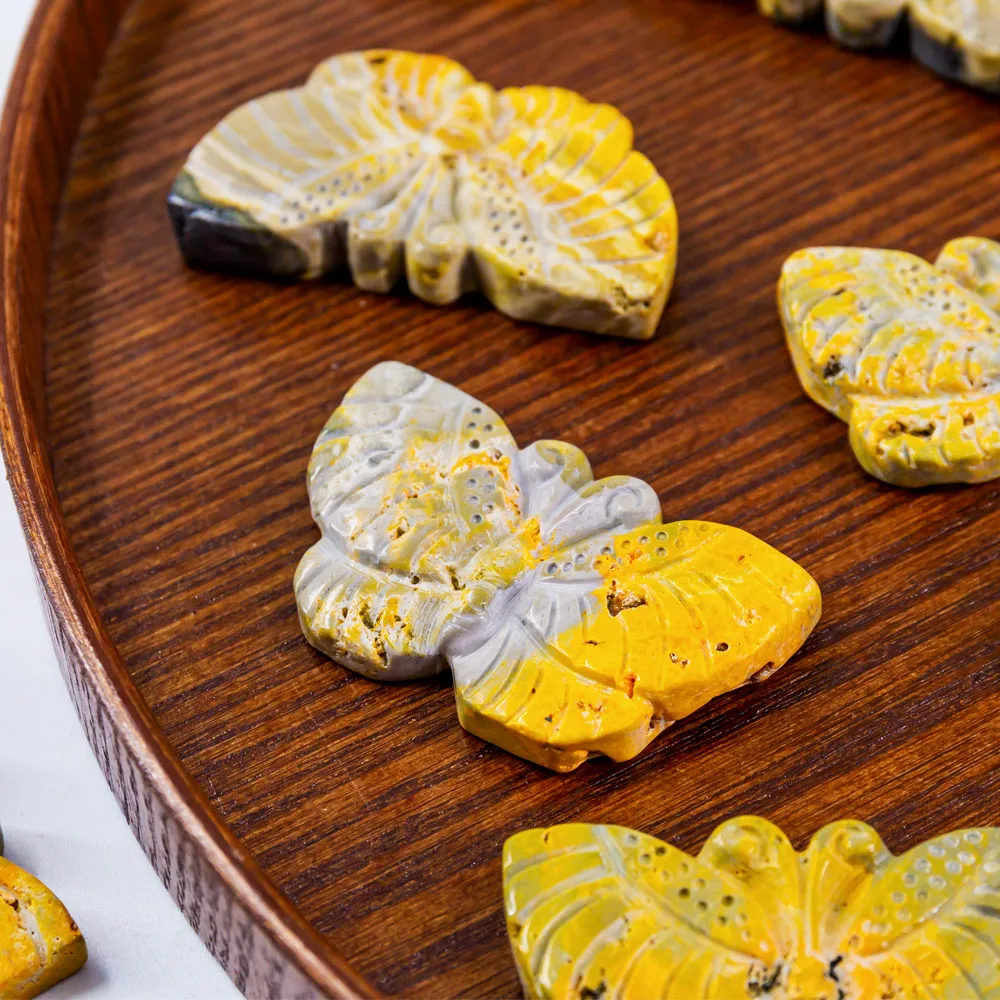 Wholesale natural high quality folk crafts crystals healing stones bumblebees jasper butterfly for home decoration