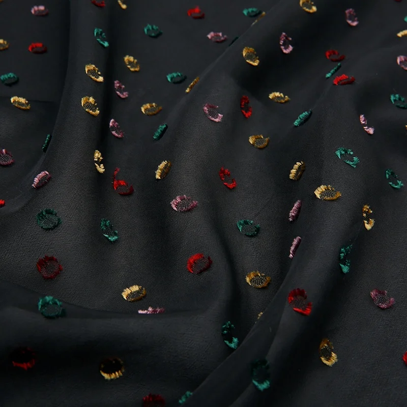 
TBSG1139 hot sell polyester chiffon tulle hijab polka dot see through brocade jacquard gown women blous dress material fabric 