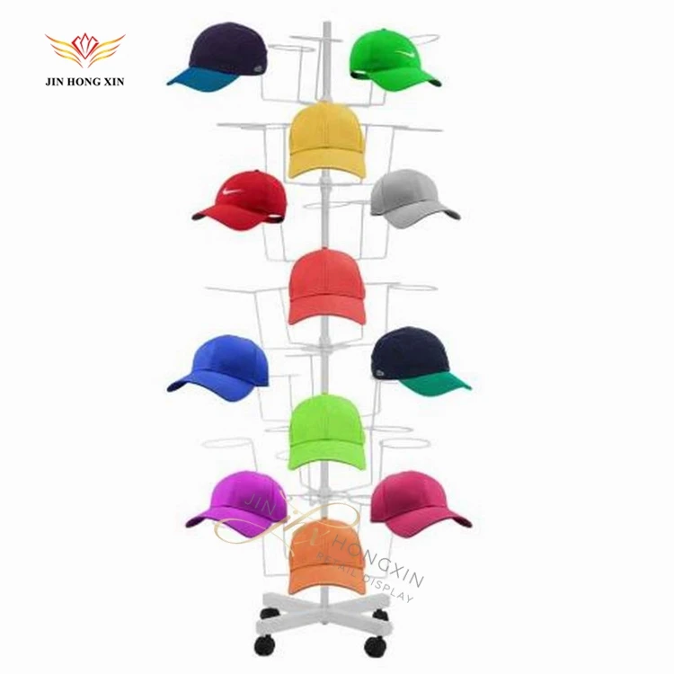 Custom retail free rack wig hard promote in flat cowboy baseball metal stand hat display shelf