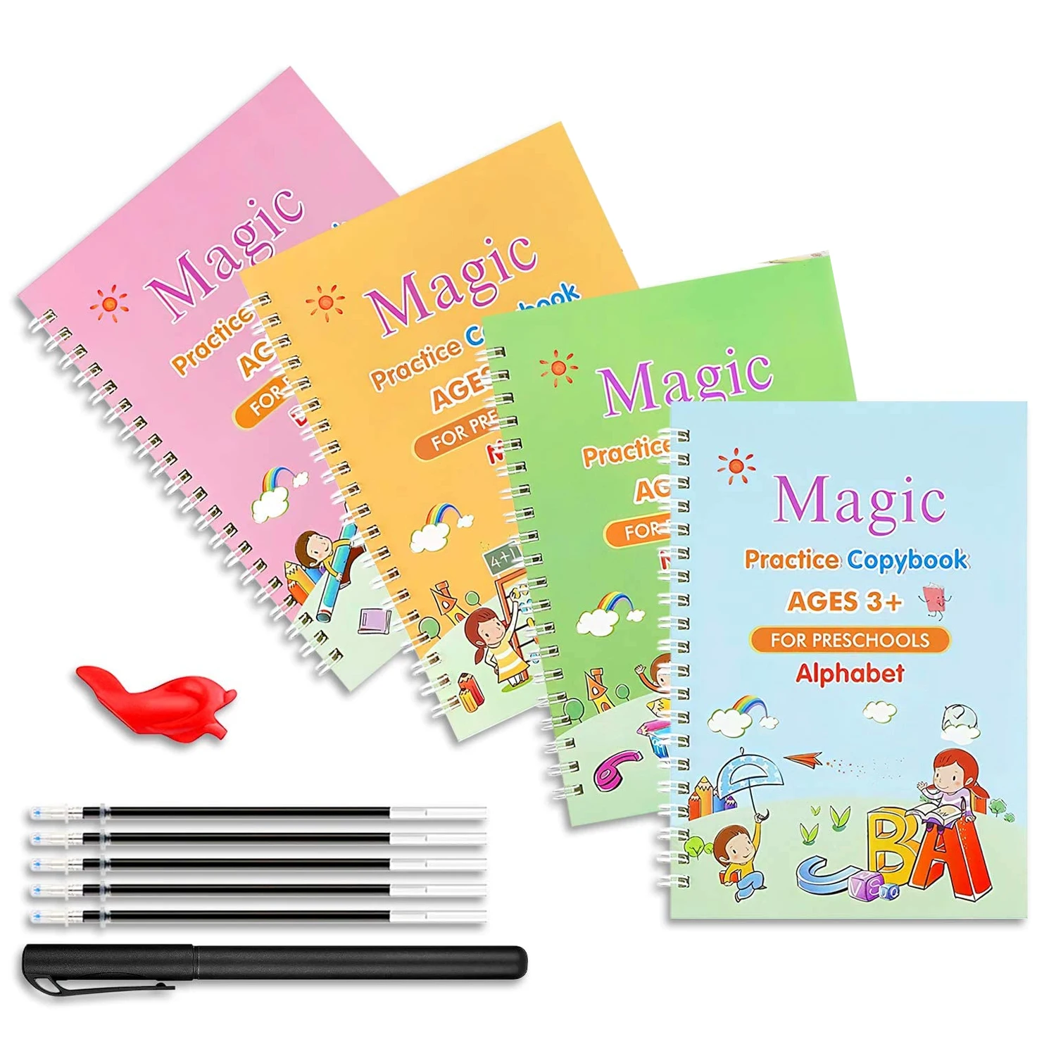 Preschool Calligraphy Practice Kids Reusable Groove Writing Copybook Thick Paper Sank Magic Practice Book With pen Reusable