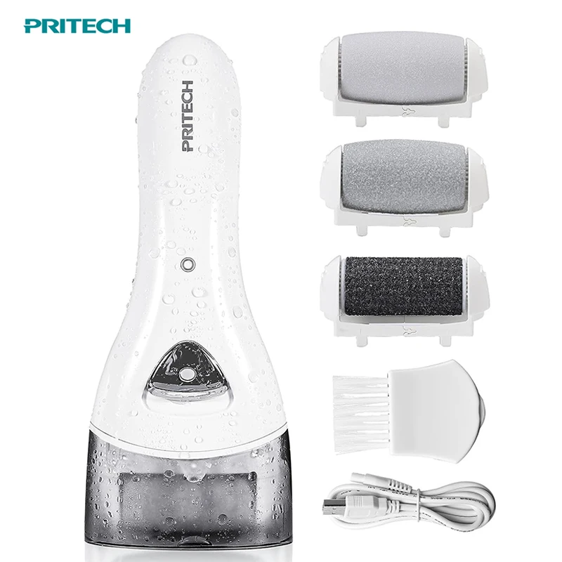 Педикюрная пилка для ног PRITECH с Usb-разъемом для влажной и сухой кожи, перезаряжаемое средство для удаления мозолей