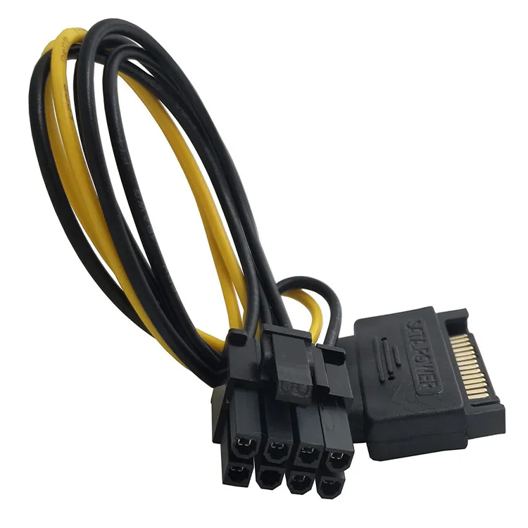 PCI Express Power Cable,15 Pin SATA Male to 8 Pin (6+2 Pin) PCI Express Female Video Card Power Adapter Cable