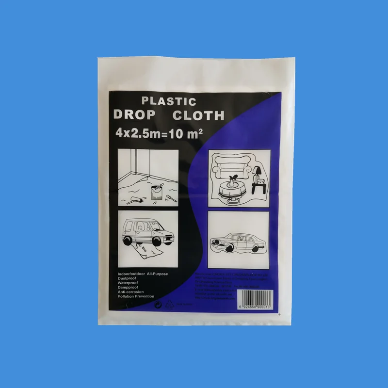 Dustproof Plastic Drop Sheet Drop Cloth For Painters 4m x 5m Usage Decorative Film- Material Pe - Feature Moisture Proof
