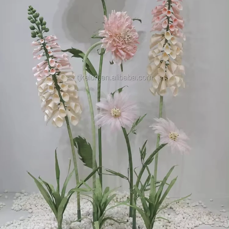 A-GF03 Giant Standing Silk Organza Flowers Big High Quality Rose Peony Poppy Flower Backdrop For Wedding Event Party Decoration