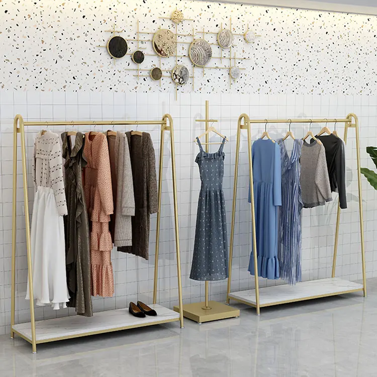 Factory Wholesale Metal Gold Clothes Display Stand Hanging Racks for Retail Garment Store Boutique