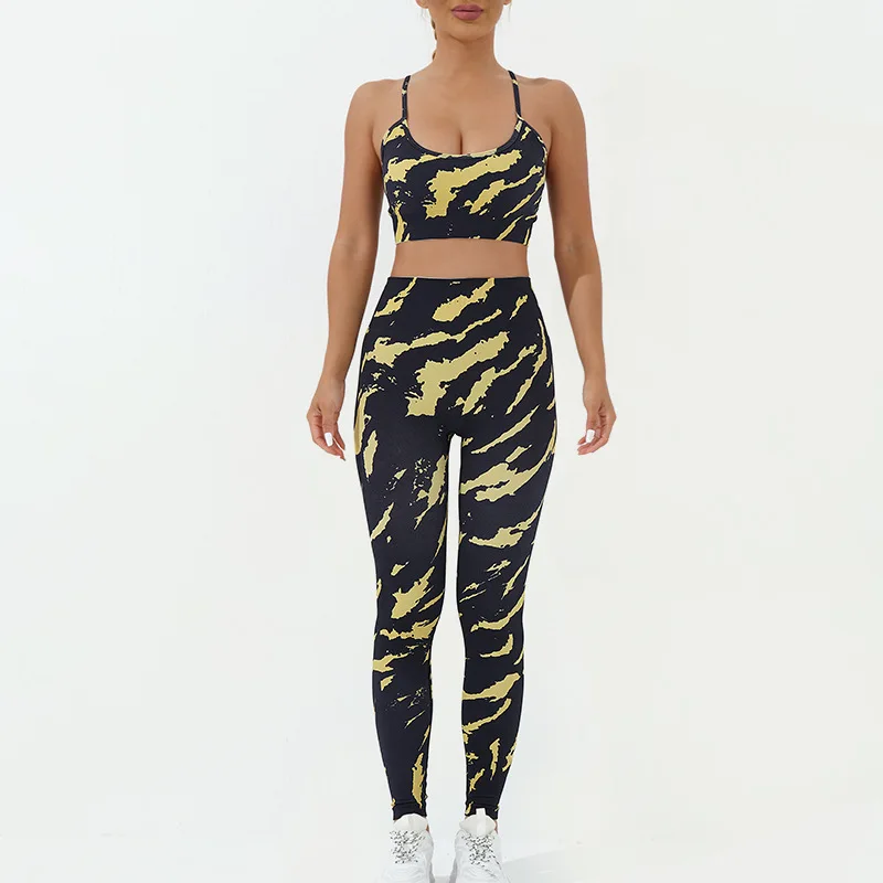 Hot New Arrival Nylon spandex Women Seamless Sport wear Yoga Wear Set Tie dye