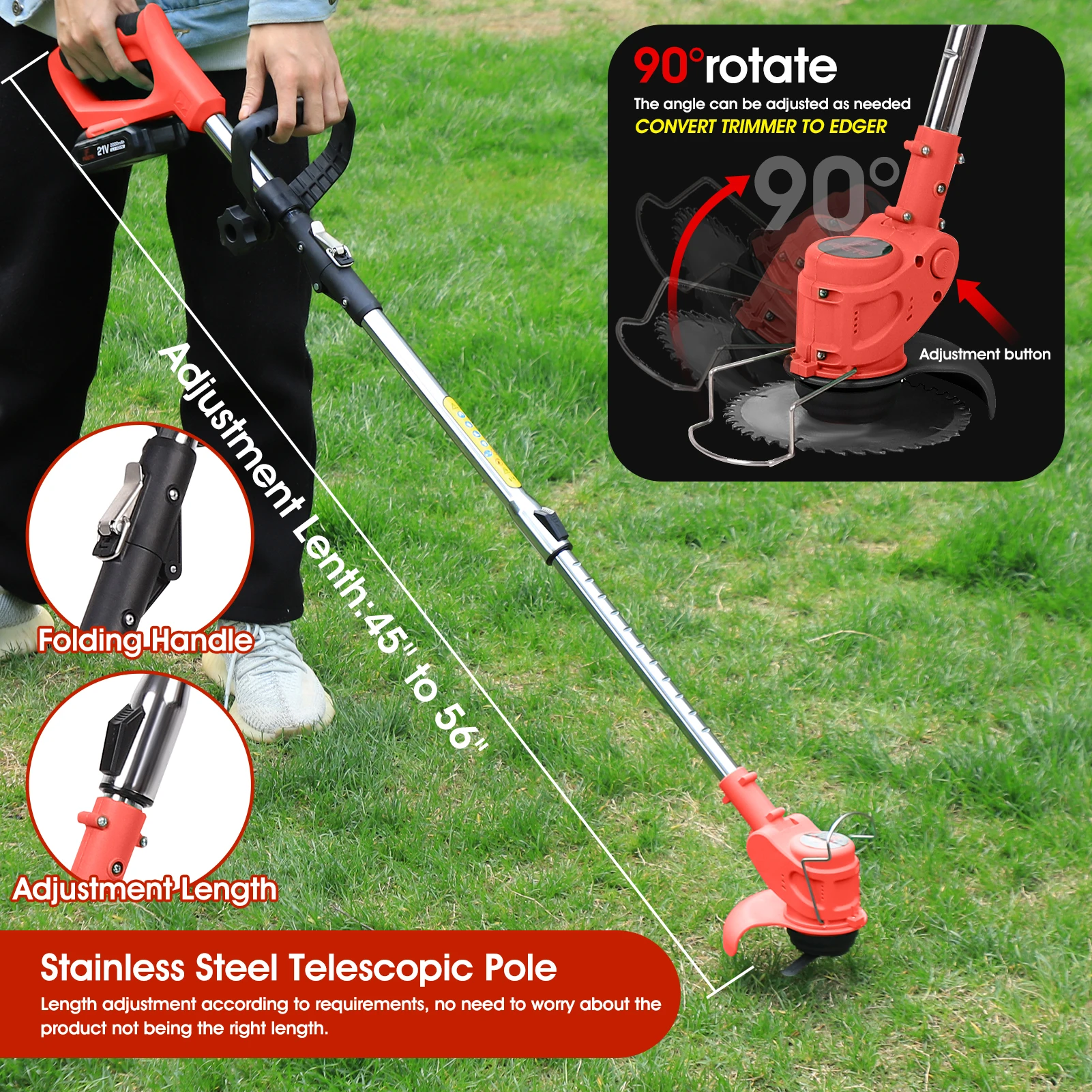 High Quality Foldable Garden Cutting Machine Lawn Mower  Electric Weed Eater Grass Trimmer With Wheels Weed Eater Grass Trimmer