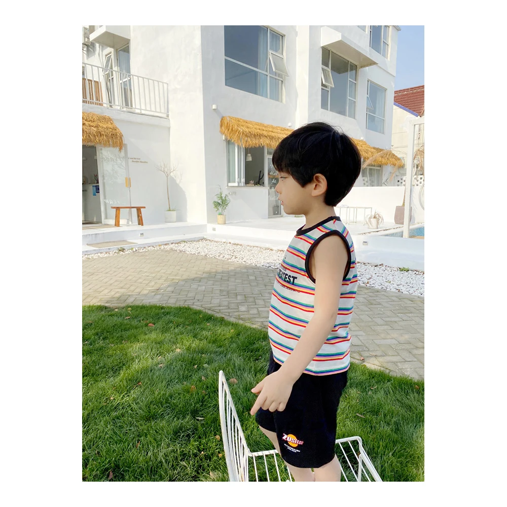 
Direct Selling Colourful 100% Cotton Fabric Summer Stylish Striped Vest 