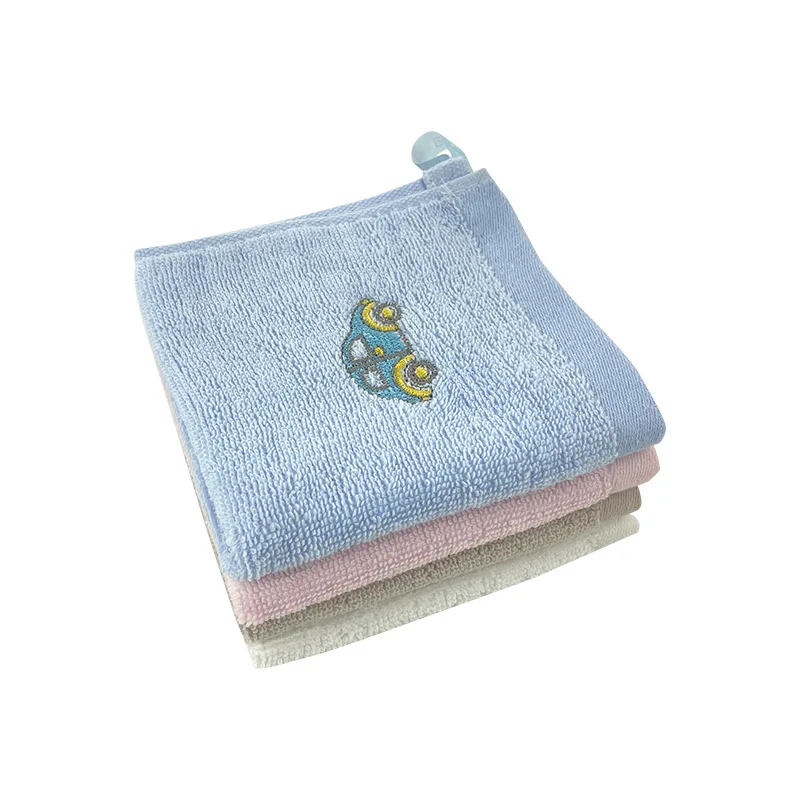 Soft Kids Logo Luxuriant Terry Washcloths Custom Embroidered logo Small 100% Cotton Hand Face Towel