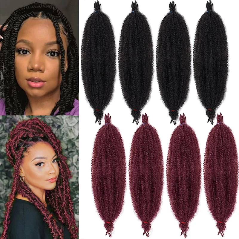 Synthetic Springy Afro Twist Crochet Hair Pre-Separated Braiding Hair Extensions for Women Soft Marley Braids Kinky Twist