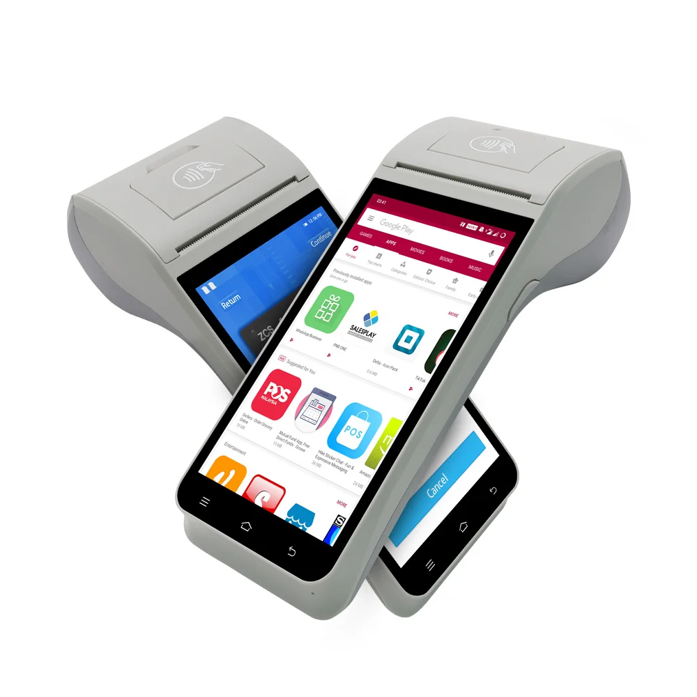 ZCS Z91 Android Mobile POS NFC POS Systems With Barcode Scanner Thermal Printer Support Fingerprint