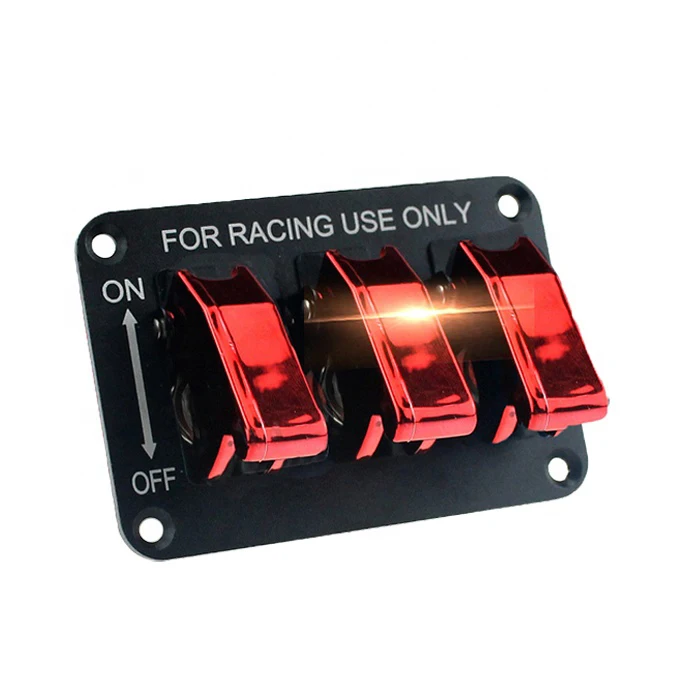 Amomd Carbon Fiber 12V ON/OFF Racing Car Rocker Switch Panel With LED