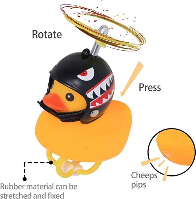 Car Duck with Helmet Broken Wind Small Yellow Duck Road Bike Motor Helmet Riding Cycling Accessories Without Lights