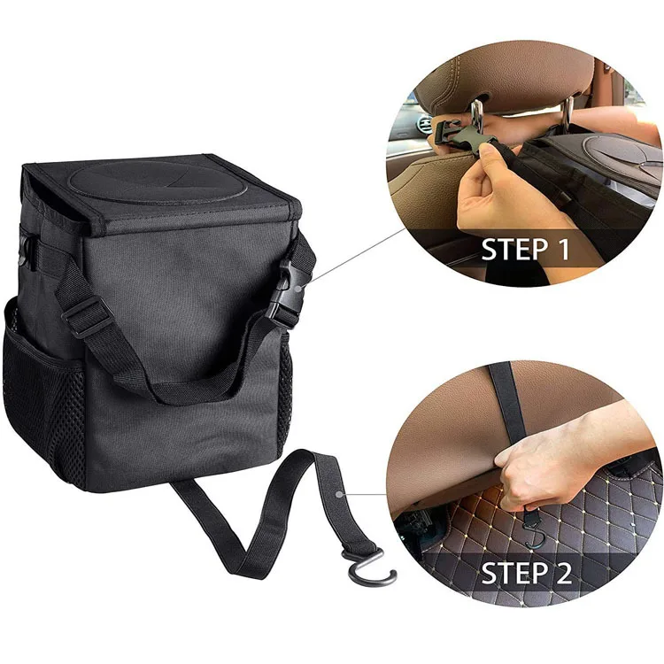 Wholesale car seat storage bag oxford foldable waterproof & leakproof dustbin multifunctional Car garbage bag