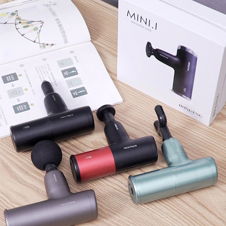 
Colored percussion electric body mini fascia gun massager gun with 4 heads 