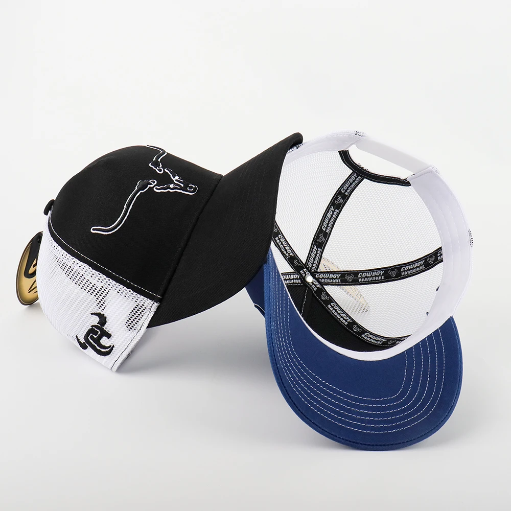 OEM Custom Design Your Own Logo Trucker Baseball Cap,Cotton 5 Panel Mesh Snap Back,Men 3D Embroidered logo Trucker Hat