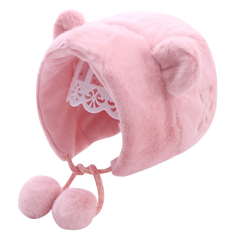 Stylish baby short velvet skin hat photography cute ear protected baby winter hat