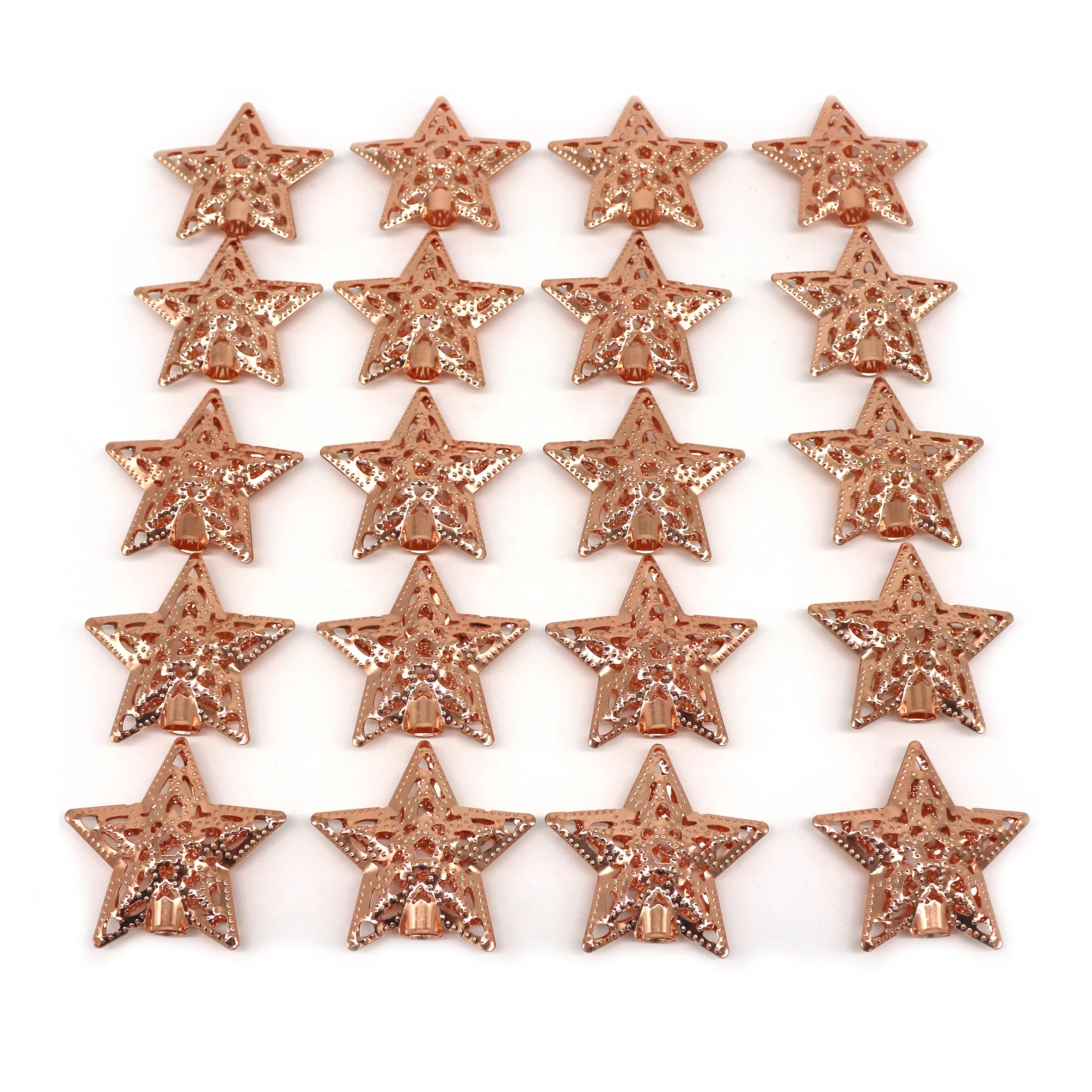 Rose Gold Metal 3D Star Design Decorations Hanging Decorative Barn Stars Accessories for Home Bedroom Wedding Party Birthday